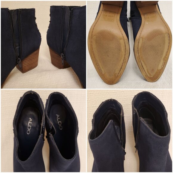 ALDO Abiralle Womens Navy Blue Suede Ankle Booties Stacked Block Heel - 7.5 - Picture 10 of 12